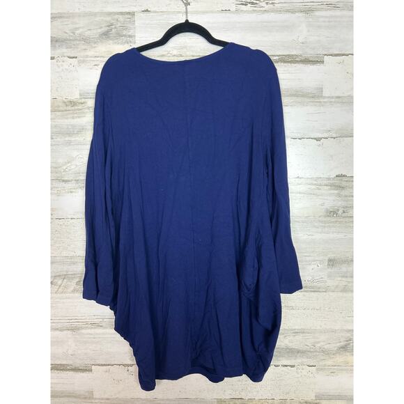 Bryn Walker Women's M navy blue long sleeve mini shirt dress fall winter boots - Picture 4 of 7